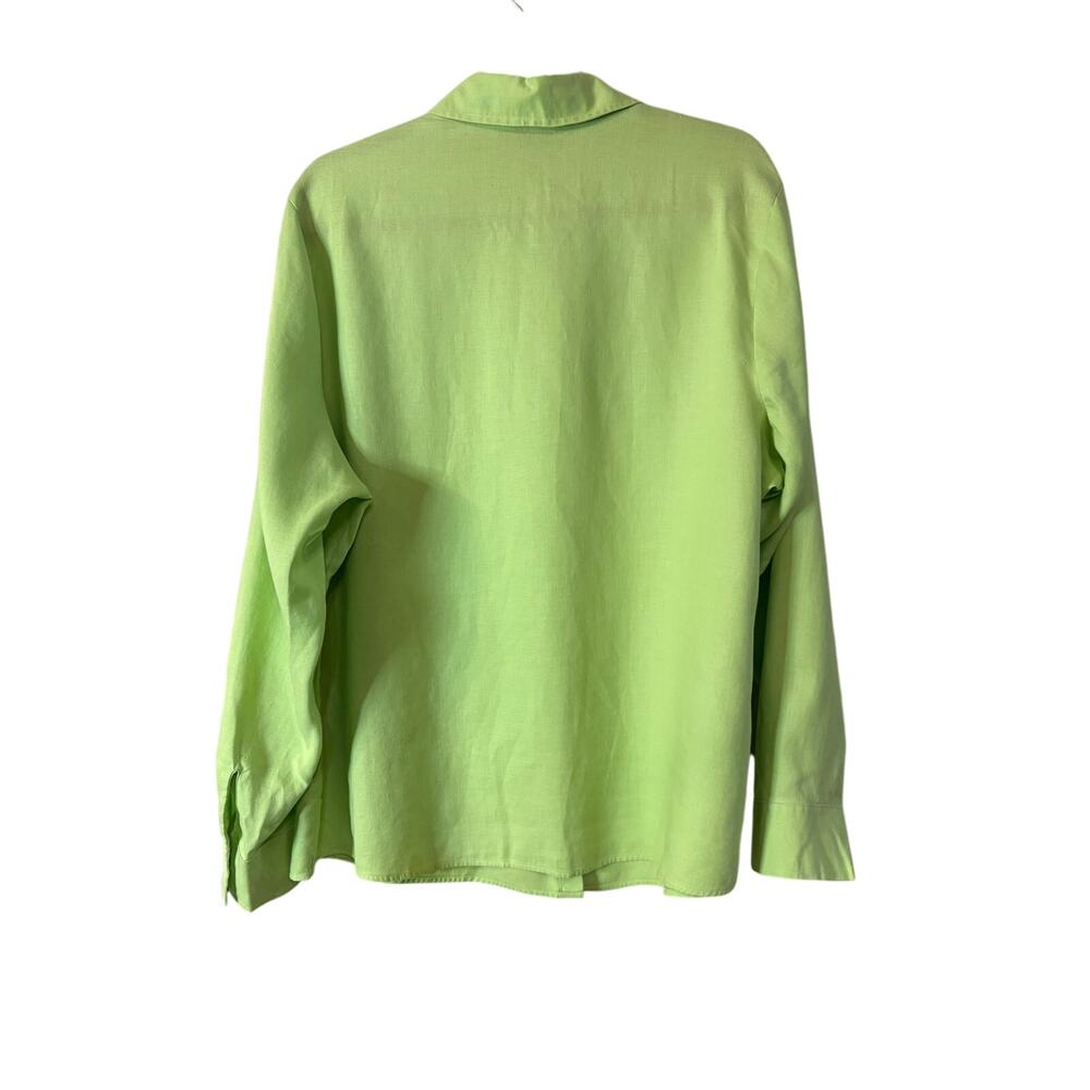 Investments Gold Label 18W Lime Green Button-Down Shirt 100% Hemp Cargo Pockets - Picture 2 of 5